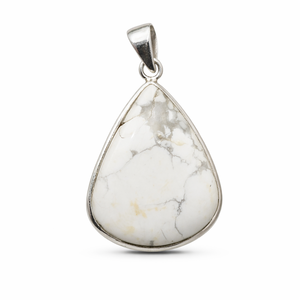 Pendentif en howlite blanche en vrac, plaqué or jaune sur argent 925, fait main, en forme de goutte d'eau, fournisseur et fabricant de bijoux - Product Image 1