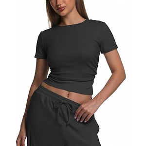 ชุดลำลองผู้หญิง 2 ชิ้น เสื้อครอป กางเกงขายาวทรงหลวม - Product Image 6