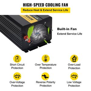 Convertitore di Energia a Onda Modificata 5000W, Adattatore per Veicoli 12V DC a 110V AC, Inverter con Schermo LCD e Telecomando - Product Image 6