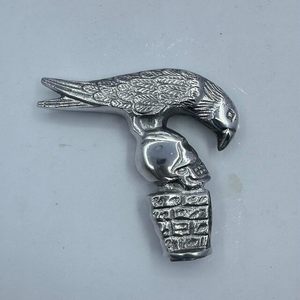 Bastón Antiguo Gótico con Empuñadura de Cuervo y Calavera Tallada en Madera, Mango de Aluminio - Product Image 1