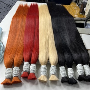Varios colores de pelo crudo a granel de Vietnam virgen 100% cutícula alineada rojo naranja negro recto extensiones de cabello humano a granel - Product Image 2