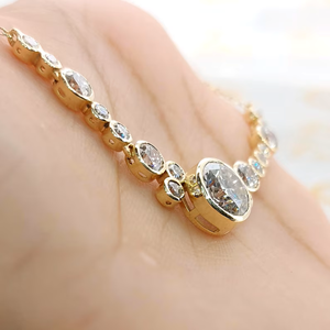 Round Cut Diamond Bubble <b>Pendant</b> Necklace in <b>Solid</b> Yellow <b>Gold</b> Minimalist Bezel Set Diamond <b>Pendant</b> for Women Elegant - Product Image 4