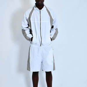 Conjunto de Chaqueta Cortavientos y Pantalones Cortos de Invierno Personalizados, Impermeables, con Bloques de Color y Cierre de Cremallera, en Poliéster/Nailon - Product Image 2