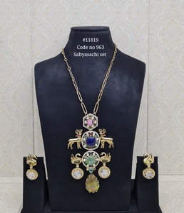 Ensemble de collier statement 11819 avec motif animal et pierres en zircone cubique, plaqué or, pour femme, cadeau pour mariage ou fête. - Product Image 1
