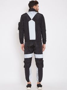 Survêtement en nylon personnalisé pour homme, ensemble de sport léger 2 pièces avec sweat à capuche et pantalon de jogging, coupe-vent, color block, personnalisable - Product Image 5