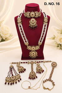 Conjunto de joyería nupcial de lujo, gargantilla de perlas, collar largo, aretes, anillo para la nariz y anillo, conjunto de accesorios nupciales al por mayor. - Product Image 2