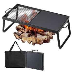 Grille de camping pliable en acier robuste de 22,4 pouces, équipement de cuisson au feu de camp avec foyer pour le camping - Product Image 3