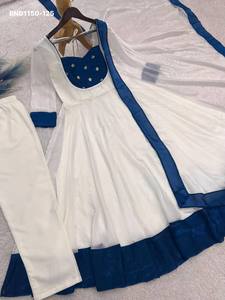 Colección de Kurti-Pantalón-Dupatta Anarkali de Diseño Elegante en Seda con Bordado de Lentejuelas y Mangas Largas, Proveedor Indio - Product Image 5