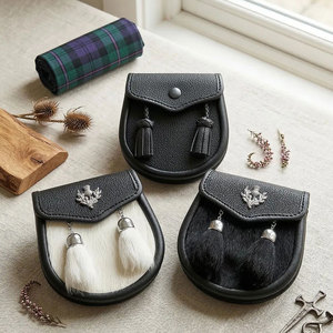 Portefeuille écossais en cuir pour enfants et jeunes, accessoire le plus vendu pour kilt et tenue des Highlands - Product Image 1