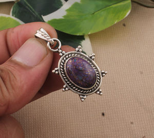 Pendentif en argent sterling 925 avec sertissage vintage violet, véritable collier, cristal de guérison, bijoux unisexe, cadeau porte-bonheur - Product Image 3