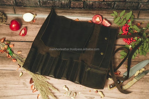 Étui à couteaux enroulable en cuir de vachette de luxe fait main avec protection anti-odeur robuste, sac à outils professionnel LSKR-0010 - Product Image 4