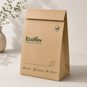 Sac d'expédition en papier kraft EcoRev, standard, plat, avec fermeture autocollante, recyclable, poignées torsadées de luxe, imprimé offset, ECO50 Business - Product Image 2