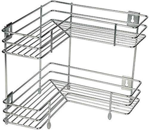 Estante Esquinero de Acero Inoxidable, Forma de L, Cromado Pulido, Multiusos, Organizador de Esquina para Cocina y Baño, Ahorro de Espacio - Product Image 1