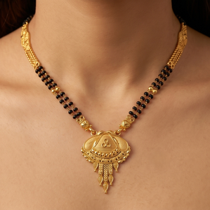 Collar de boda hindú clásico para mujer DIVYORO, elegante, chapado en oro, de aleación de cobre con cuentas, tipo mangalsutra - Product Image 2