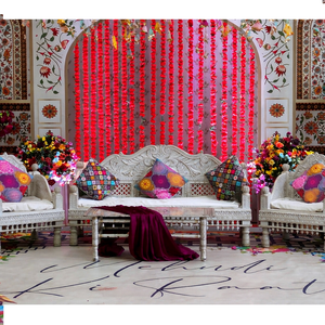 Conjunto de Muebles de Asientos para Ceremonia de Mehndi Indio, Elegante y Moderno, de Madera Tratada, Sofá Ligero para Bodas, Estilo Maharaja Real - Product Image 1