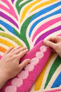 Modern Abstract <b>Rainbow</b> Wave Rug Colorful Living Room Carpet Soft Plush Area Rug Decorative Home Floor Luxury Designer Carpet - Product Image 3
