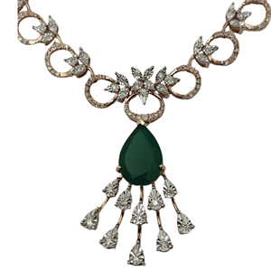 Conjunto de collar de diamantes reales con pendientes verdes de color y claridad VVS para mujer - Product Image 6