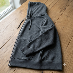 Sudadera con Capucha y Cierre para Hombre, Color Gris Oscuro, Corte Regular, Estilo Casual, Felpa Francesa, Manga Larga, Diseño con Bolsillos, Ropa de Otoño - Product Image 5