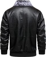 Erkek Siyah PU Deri Slim Bomber Ceket, Yaka Fermuarlı, Moto Biker Tarzı, Sonbaharlık, %100 Polyester Elyaf Dolgulu