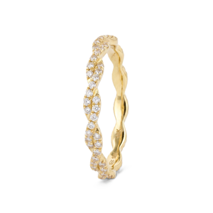 Infinity Twisted Band Round Lab Grown Diamond Ring 9K 10K Solid Gold Pave Set Stackable <b>Wedding</b> Band Minimalist Eternity Ring - Product Image 4