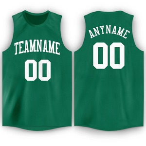 Camiseta de Baloncesto Personalizada sin Mangas con Cuello Redondo, Color Verde Kelly y Blanco, con Nombre y Número del Equipo Bordados, Transpirable - Product Image 1