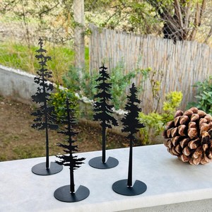 Metal Christmas <b>Trees</b> Table <b>Stands</b> Set, Evergreen <b>Tree</b>, Farmhouse Mantel Decor, Christmas Gift, Metal Mantel Holiday - Product Image 2