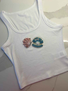 Haut pour femme brodé à la main avec perles de rocaille de qualité supérieure, style ethnique, élégant, orné de perles colorées - Product Image 6