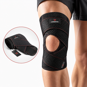 Genouillère Webson respirante et réglable avec compression, en caoutchouc naturel/PVC, fermeture auto-agrippante pour le sport et le fitness, unisexe - Product Image 1