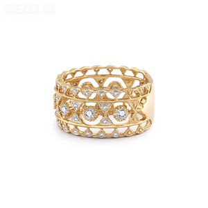 Anillo de Boda Vintage de Plata con Filigrana Intrincada y Diamantes de Laboratorio, Diseño Geométrico Calado, Joyería Fina, Regalo - Product Image 4
