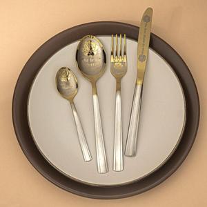 Juegos de cubiertos franceses reutilizables, aptos para contacto con alimentos, de metal de alta calidad, juego de cubiertos plateados, cucharas, tenedores, cuchillos, 4 piezas, para decoración de fiestas. - Product Image 1