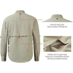 Camisa de Pesca Transpirable para Hombre, Talla Grande, con Mangas Convertibles, Protección UPF 50+, Malla de Poliéster con Ventilación Trasera, Botones, para Senderismo al Aire Libre - Product Image 2