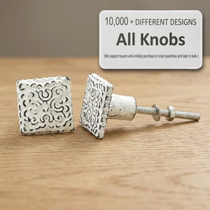 Poignées de meubles carrées en fonte Ba, design moderne blanc vieilli pour cuisine, salle de bain, salon - Product Image 3