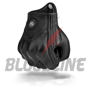 Bloodline Sporty Black Leather Cycling <b>Gloves</b> Wrist Length Breathable Unlined for Sports Four Seasons - Product Image 1