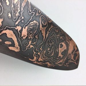 Couteau à découper artisanal en cuivre à motif damas avec manche en bois robuste pour boucherie, traitement de la viande et hachage - Product Image 5