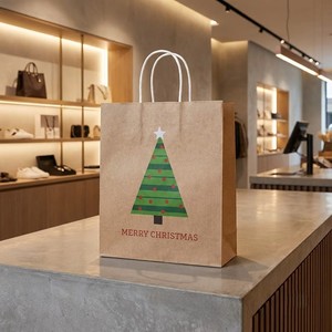Sacs cadeaux réutilisables en papier kraft, best-seller au Vietnam, avec logo imprimé en flexographie, sacs d'emballage personnalisés pour fêtes et artisanat, pour Noël et les fêtes. - Product Image 4