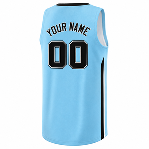Camiseta de Baloncesto Warpro, Cuello en V, Sin Mangas, Azul Claro, Sublimada, Nombre y Número Personalizados, Unisex, Adulto, Corte Regular - Product Image 2