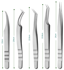 Eyelash Extension Stainless Steel Eyelash <b>Applicators</b> Pointed Tip Smooth Texture Durable 10mm Length Private <b>Label</b> Lash Tweezers - Product Image 1