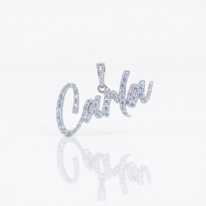 SHRAMAN DIAMOND Pendentif Breloque Lettre Initiale Cursive Personnalisée en Or Massif 14K, Diamant de Laboratoire Taille Brillant, Style Hiphop Tendance, Sertie de Pierres - Product Image 1