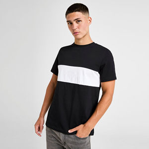 <b>Mens</b> Color Block Horizontal Stripe Black White Short Sleeve Cotton T-<b>Shirt</b> Custom Logo OEM ODM Wholesale Apparel - Product Image 5