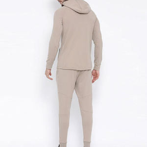 Ensemble de survêtement beige à capuche pour homme, sweat à capuche zippé à manches longues et pantalon de jogging, tenue de sport décontractée pour l'entraînement athlétique - Product Image 3