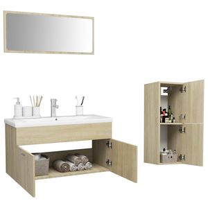 Set di mobili da bagno in legno ingegnerizzato di quercia di Sonoma tra cui vanità - Product Image 3