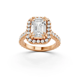 Anillo de Compromiso con Corte Princesa Natural y Halo, Oro de 14 Quilates con Baño de Rodio, Certificado IGI, Joyería Moderna para Regalo de Boda o Fiesta - Product Image 1
