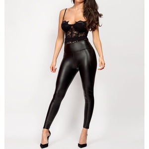 Pantalon crayon en cuir véritable pour femme, décontracté, taille haute, enduit PU, imperméable, coupe-vent, plissé, fermeture éclair avant, respirant, hiver - Product Image 1