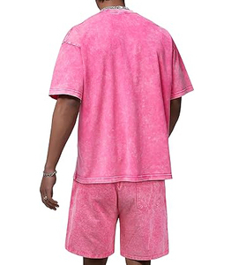 Nouvel ensemble d'été en molleton français pour homme : T-shirt à manches courtes et short, ensemble uni de marque, deux pièces - Product Image 6