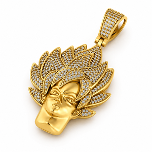 Unique Hip Hop Design Lab Grown Diamond Unisex Custom Iced Goku Saiyan Face <b>Gold</b> Plated 925 Silver Fine Jewelry <b>Pendants</b> Gift - Product Image 1