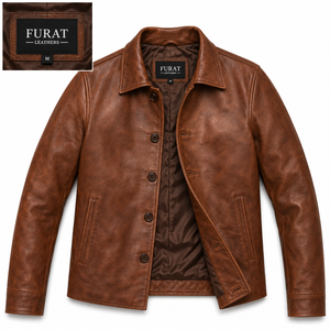 Chaqueta de Cuero Marrón Estilo Waffle para Hombre, Cuello Alto, Cierre de Cremallera, Resistente al Viento, Transpirable y Ecológica, OEM - Product Image 1