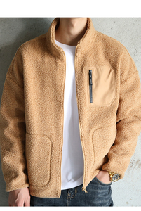 OEM front zip pocket custom men <b>shearling</b> berber coat outwear sherpa fleece <b>jacket</b> - Product Image 6
