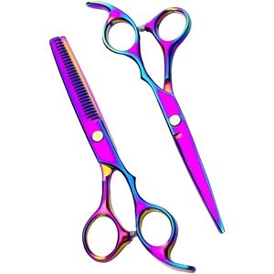 Juego de Tijeras de Peluquería Profesionales de 6'', Tijeras de Corte, Entresacado y Texturizado, Ligeras, Fáciles de Manejar, Resistentes al Óxido, Diseño Personalizado - Product Image 1