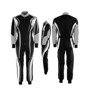 Combinaison de course moto pour homme à manches longues, noire et grise, coupe-vent, toutes saisons - Product Image 3