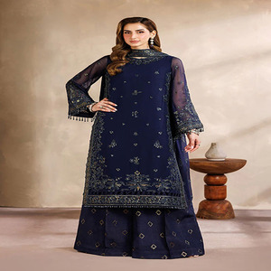 Trajes de organza de 3 piezas para mujer, vestidos de organza pakistaníes, trajes de organza bordados de 3 piezas. - Product Image 1